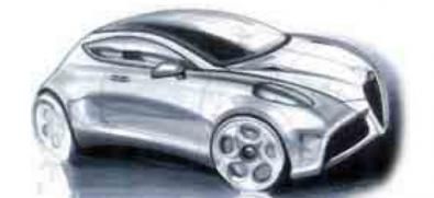 Un bozzetto della futura Alfa Romeo Junior