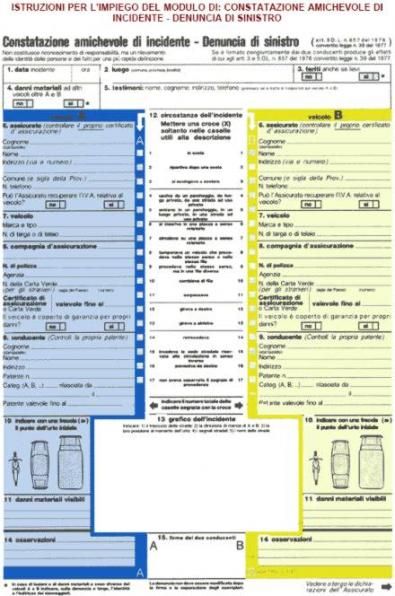 Modulo Cid per le assicurazioni auto