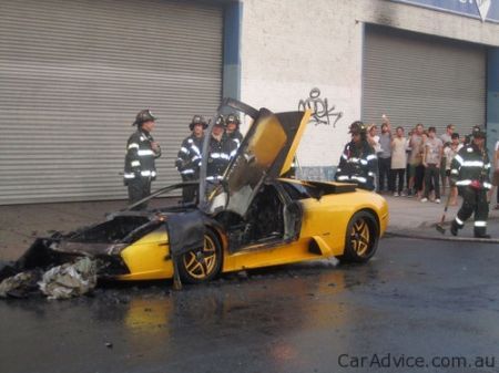 Lamborghini Murcielago incendio