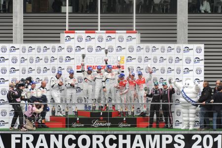 Il podio della 1000km di Spa-Francorchamps 2010