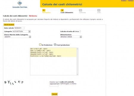 Tabella costi km aci