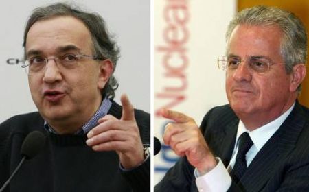 Sergio Marchionne a sinistra e ministro Scajola a destra
