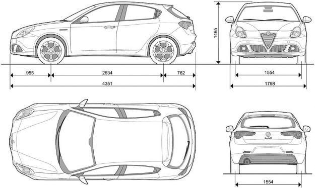 Alfa Romeo Giulietta TCT dimensioni