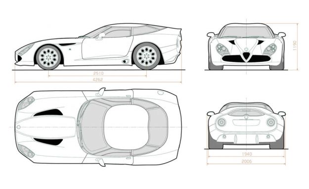 Alfa Romeo TZ3 Stradale Zagato dimensioni