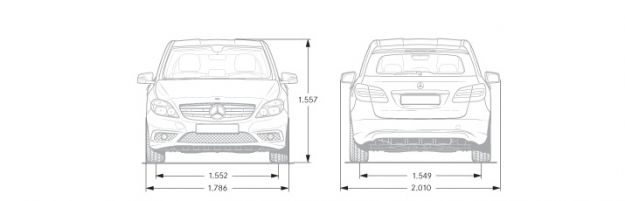 Mercedes Classe B dimensioni frontale