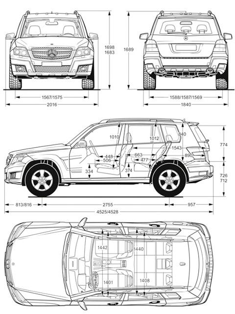 Nuova Mercedes GLK 2012 dimensioni