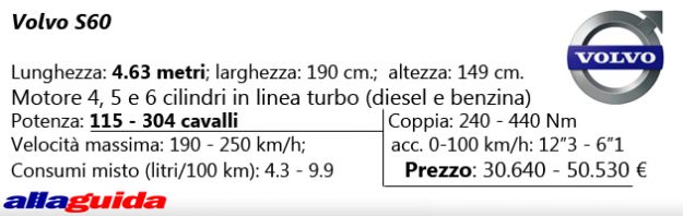 scheda tecnica volvo s60