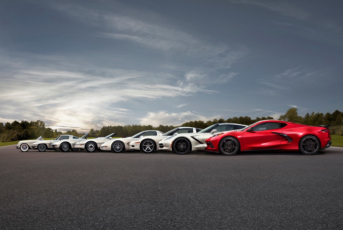 Eight generations of the Chevrolet Corvette Stingray