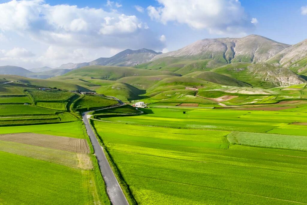 panorama collinare con strada