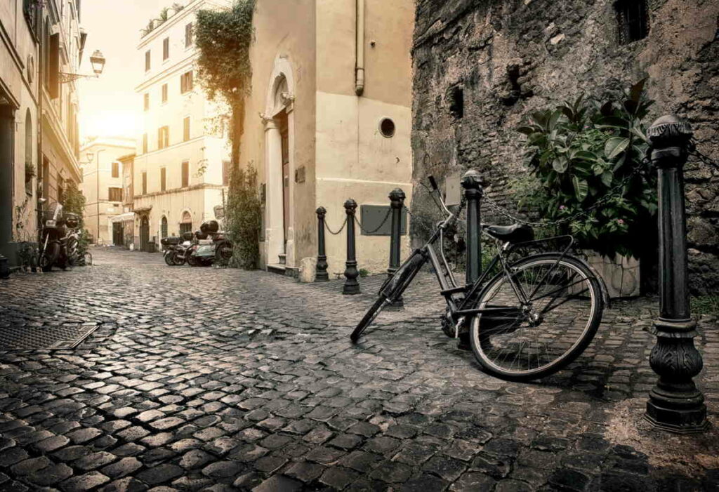 Bicicletta in strada a Trastevere