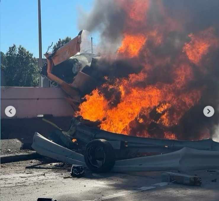 Lamborghini Fiamme in autostrada