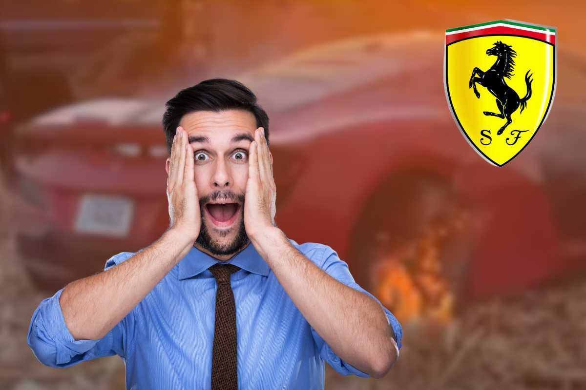 Una Ferrari nuovissima totalmente distrutta in pochi minuti