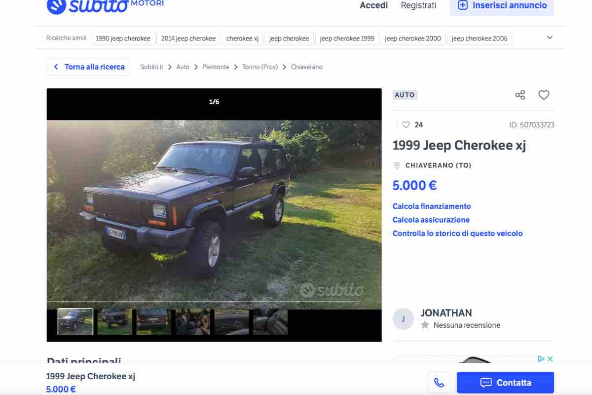 jeep Cheeroke XJ asta 