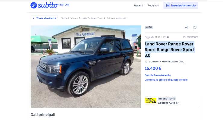 Range Rover in vendita al prezzo di una Panda