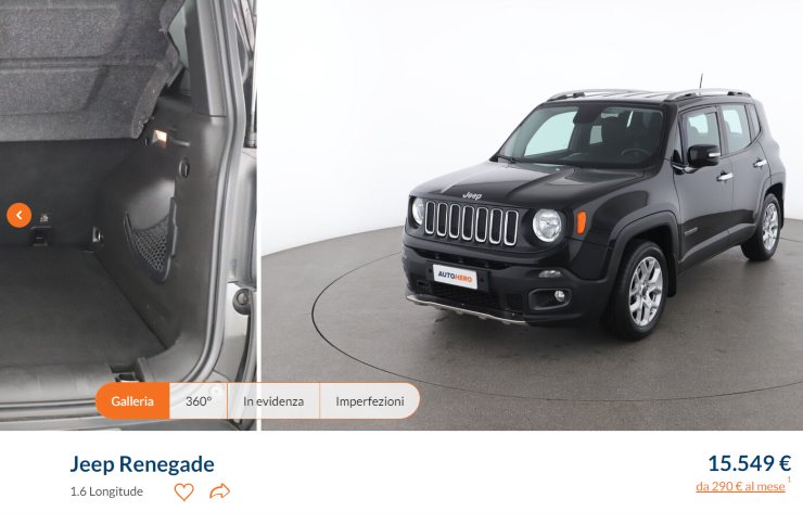 Jeep Renegade offerta costa Fiat Panda