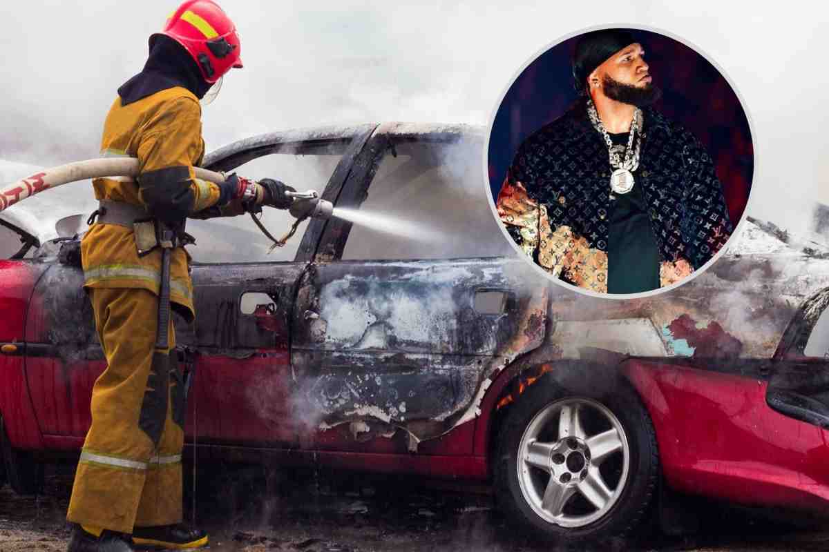 La Bugatti di questo noto rapper va a fuoco: immagini agghiaccianti