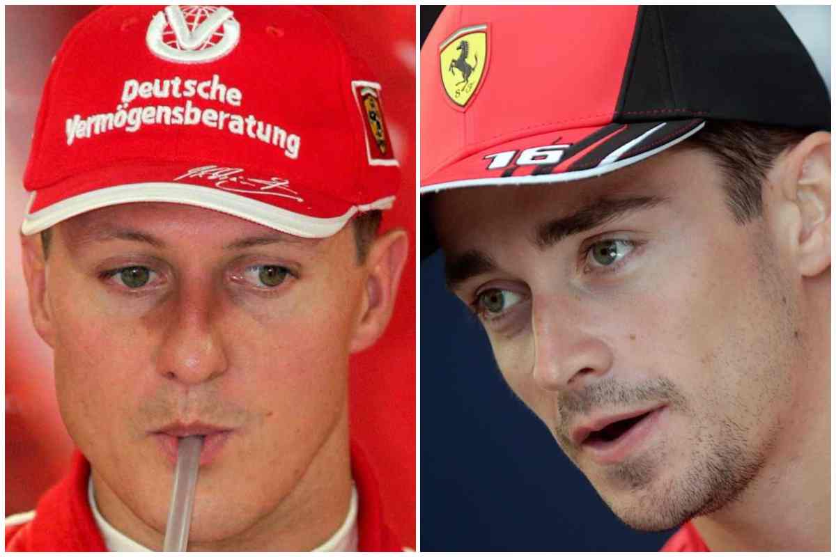 Michael Schumacher e Charles Leclerc che confronto