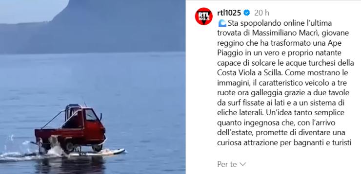 Ape Piaggio sul mare in Calabria