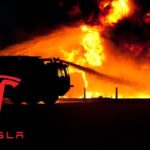 Incendio camion Tesla in autostrada