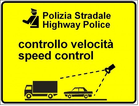 Limiti velocità cartello giallo polizia