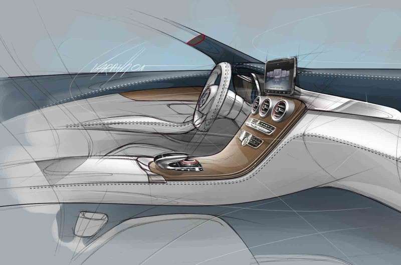 Mercedes Classe C 2014, disegni abitacolo
